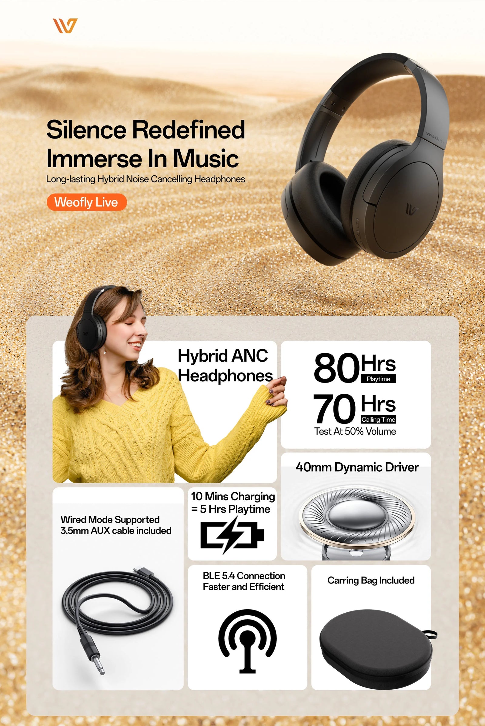 Weofly Live ANC Headphone description image